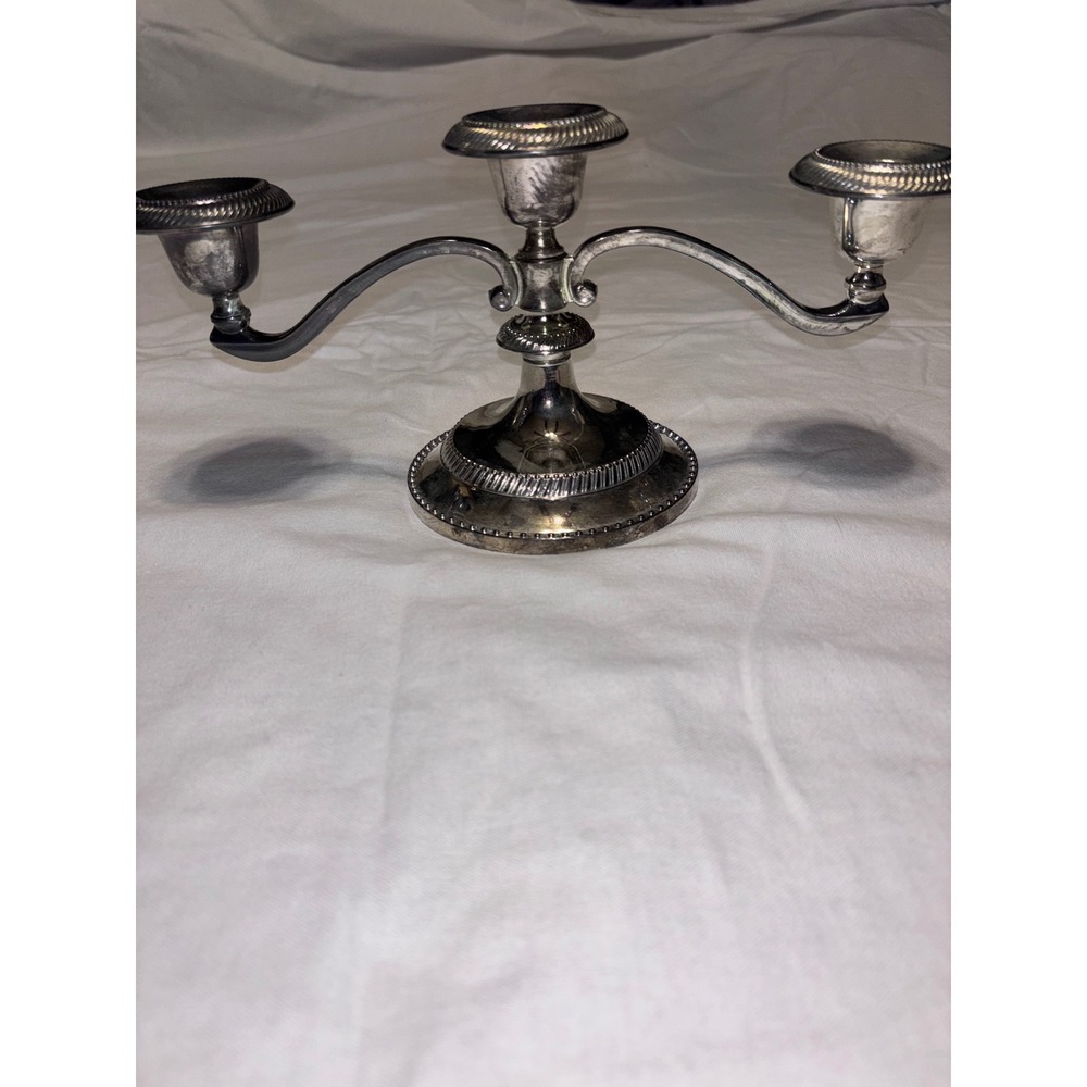 Victorian, Gothic Ornate Silver-tone zinc alloy  candelabra. Old Hollywood